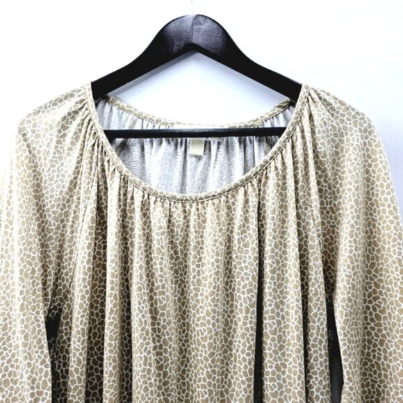 Michael Michael Kors Plus size 2X Tan Animal Print Scoop Neck Peasant Blouse - Picture 8 of 8